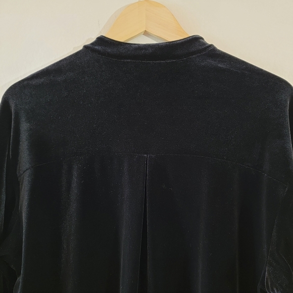 VTG 70's Black Button-Up Long Sleeve Velvet Shirt Sz Small Whimsygoth Grunge - Picture 7 of 11